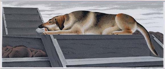 Alex Colville, Le chien d'or, 1987