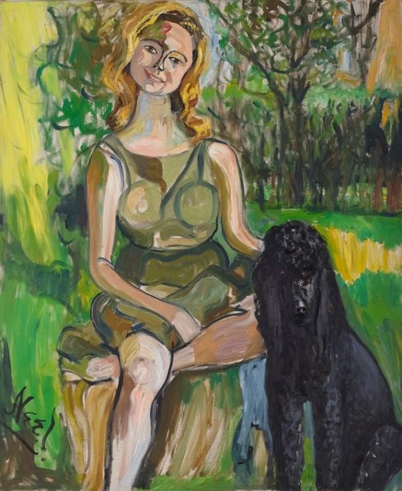 Alice Neel. Carol with a Dog, 1962, Courtesy the Artist’s Estate and Victoria Mi