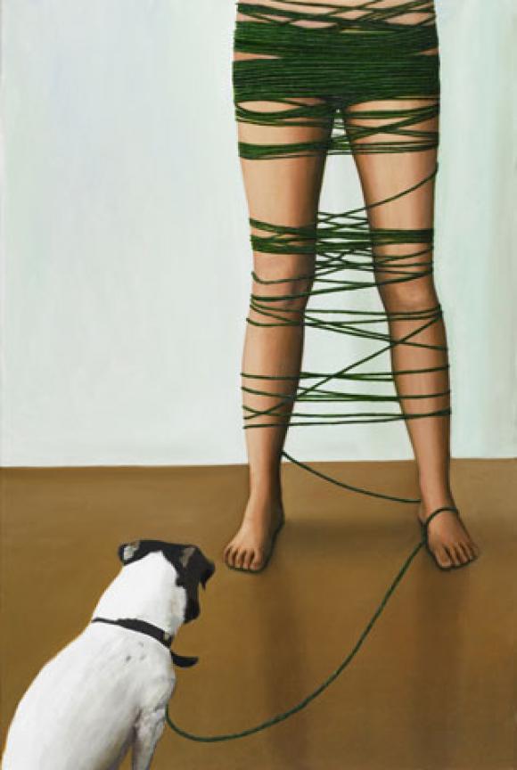 Karen Holländer - Selbstporträt mit Hund, 2006