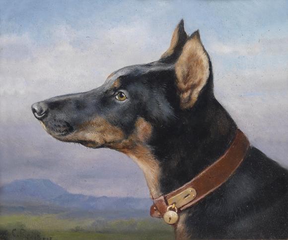 Carl Reichert, Portrait eines Dobermann, 1916