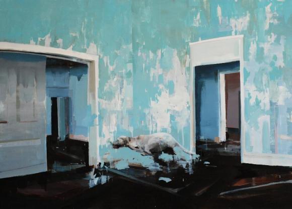 Alex Kanevsky, Blue Room with Running Dog