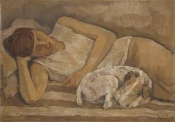 Emil Rudolf Weiss, Renée Sintenis mt ihrem Hund, 1930