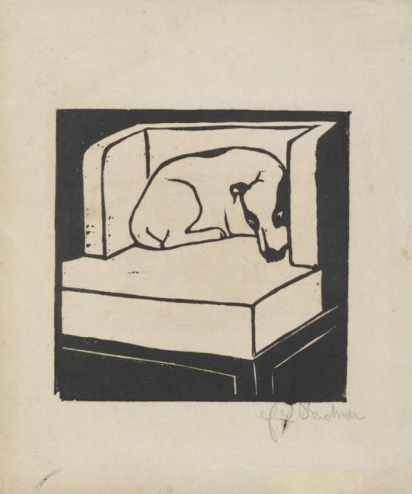 Ernst Ludwig Kirchner, Foxterrier im Klubsessel, 1905