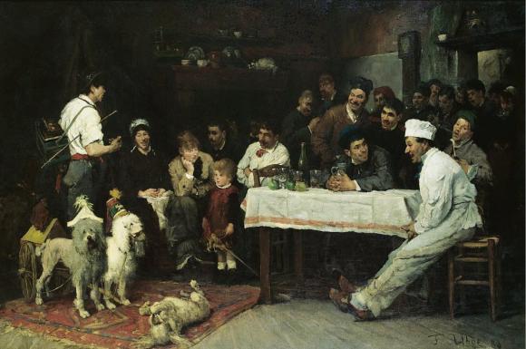 Fritz von Uhde, Die gelehrten Hunde, 1880