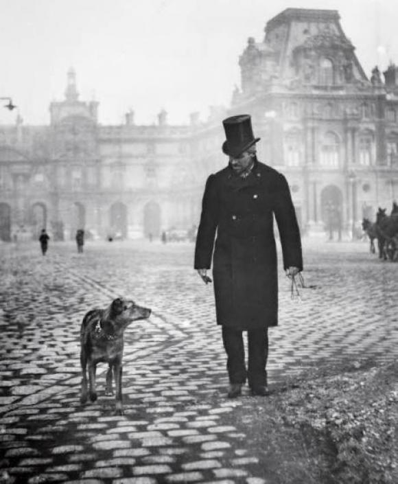 Gustave Caillebotte mit seinem Hund Bergère