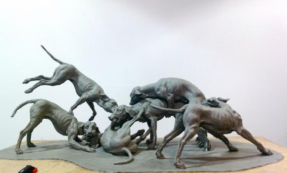 Hundegruppe, Bronze, 2015 © Kirstin Kolb