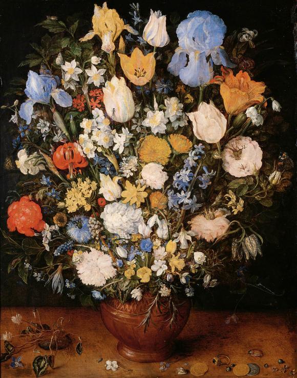 Jan Bruegel der Ältere, Blumenstrauß in einer Keramik-Vase, nach 1599, Foto Kun