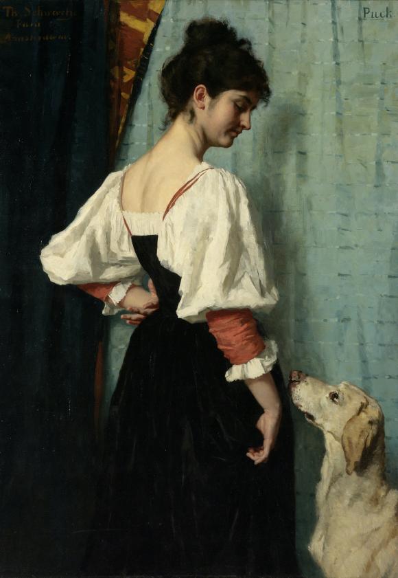 Thérèse Schwartze, Young Italian Woman with the Dog Puck, um 1879-1885
