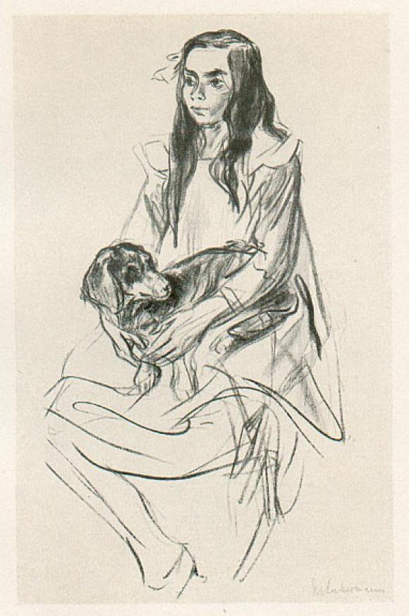 Max Liebermann, Sitzendes Mädchen mit Dackel, 1922