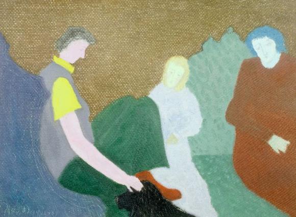 Milton Avery, Three Figures and a Dog, 1943