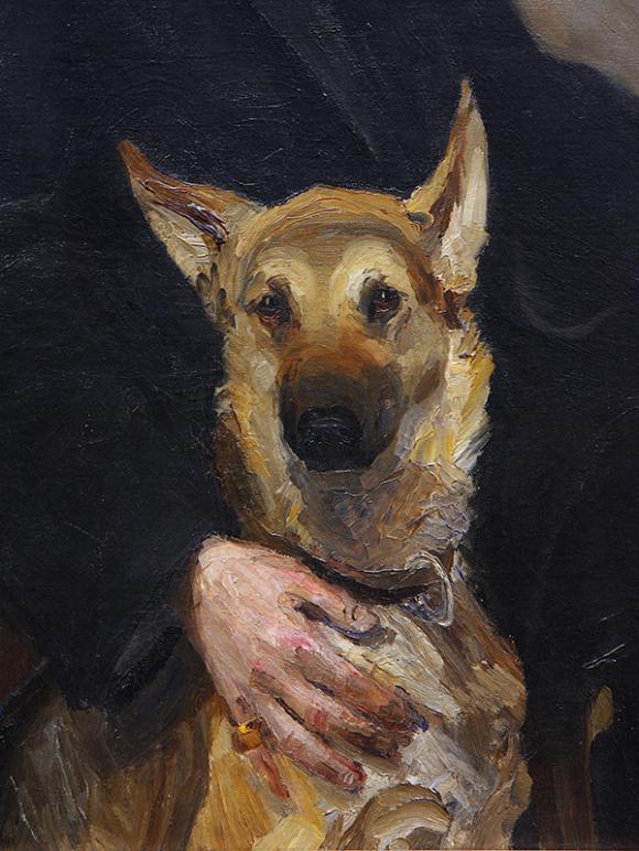 Miroslav Kraljevic, Selbstporträt mit Hund, Detail, 1910