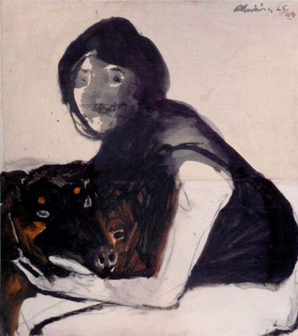 Nathan Oliveira, Woman with Rottweilers, 1964