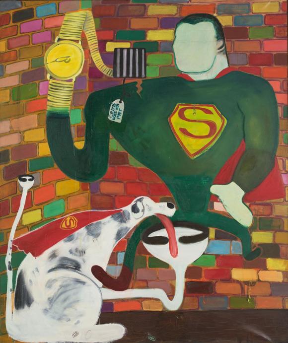 Peter Saul, Superman and Superdog in Jail, 1963