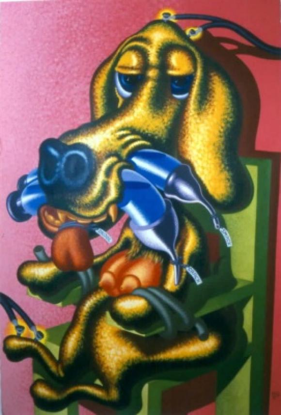 Peter Saul, Dog in Electric Chair, 1986