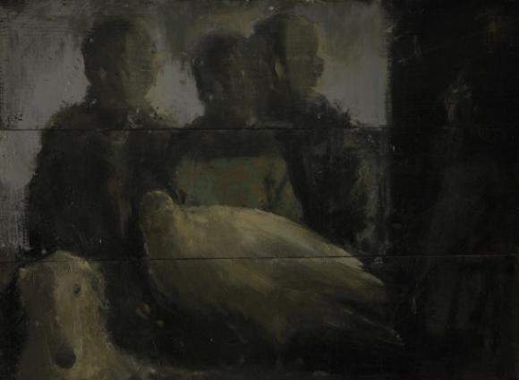 Political Hallucination, 2008-09, oil on three wood panels, 84 x 114 cm © Simon 