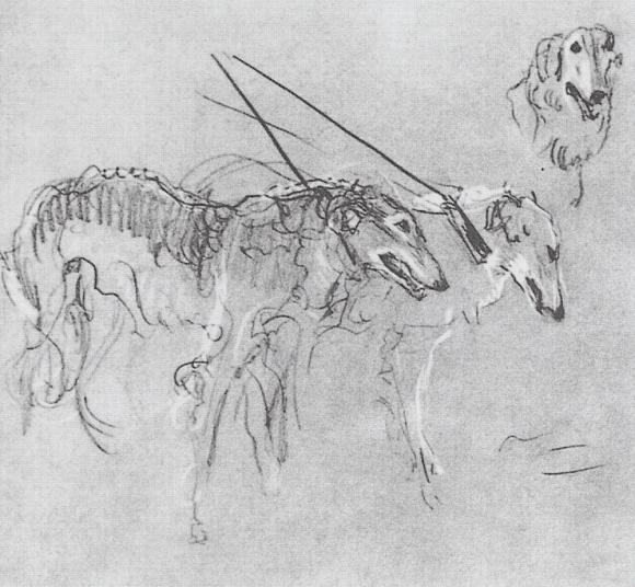 Valentin Serov, Windhunde, 1902