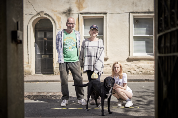 Social Distance (Simon, Lisa and Bethany walking Nellie), 2020 © George Brooks