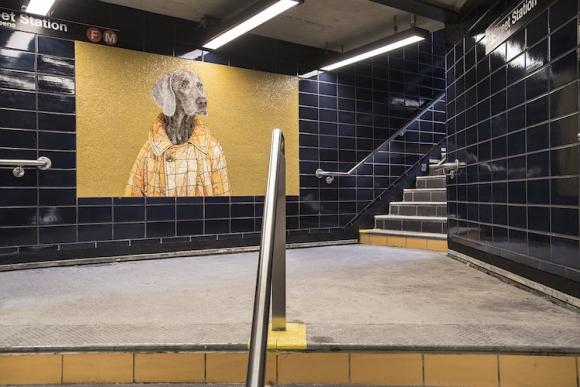 Stationary Figures (2018) © William Wegman, NYC Transit 23 St station. Commissio