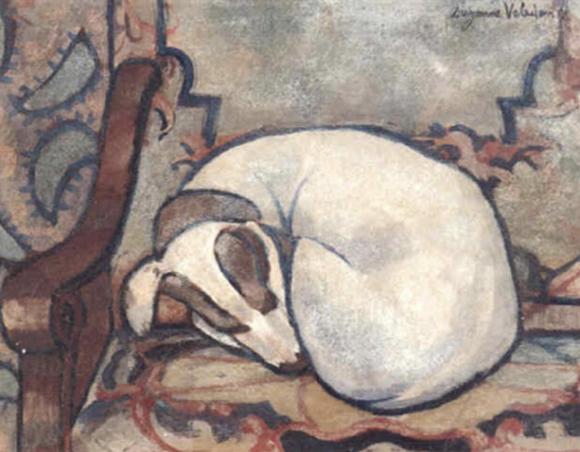 Suzanne Valadon, Chien endormi sur un coussin, 1921