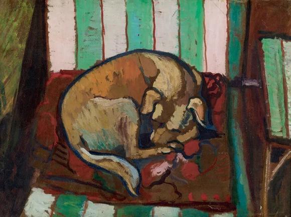 Suzanne Valadon, Chien endormi sur un coussin, 1923