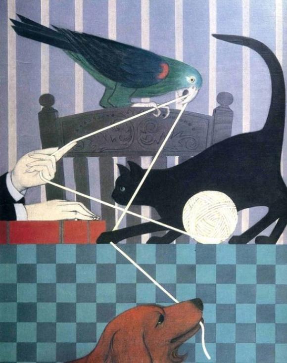 Will Barnet, Ball, cat, parrot and dog